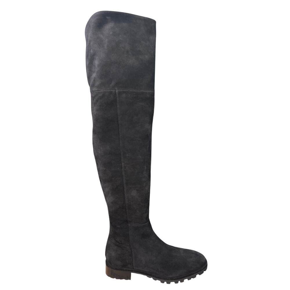 Stuart Weitzman Amber Black Suede Over The Knee Lug Sole Boots Size 10